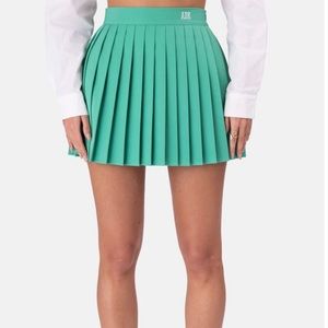 **BLACK** leather plated skirt